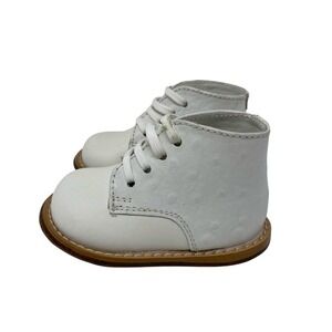Josmo Walker White Ostrich Embossed Leather Infant Walking Shoes Size 2.5 8190SO
